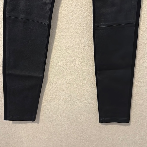 VINCE MIXED MEDIA BLACK LEATHER SUEDE SKINNY PANTS - Picture 5 of 8